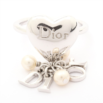 【古着】dior 迪奥 心型小珍珠戒指12号 银色(ab)(二手)