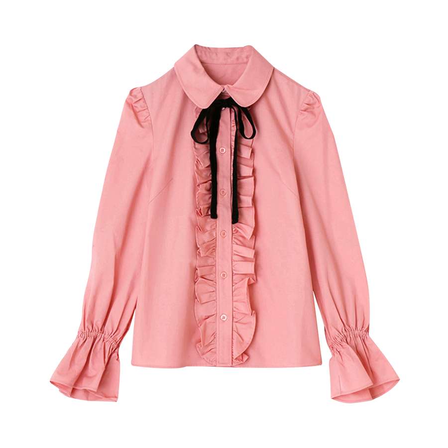 maison de reefur 丝带褶边衬衫 粉色 36