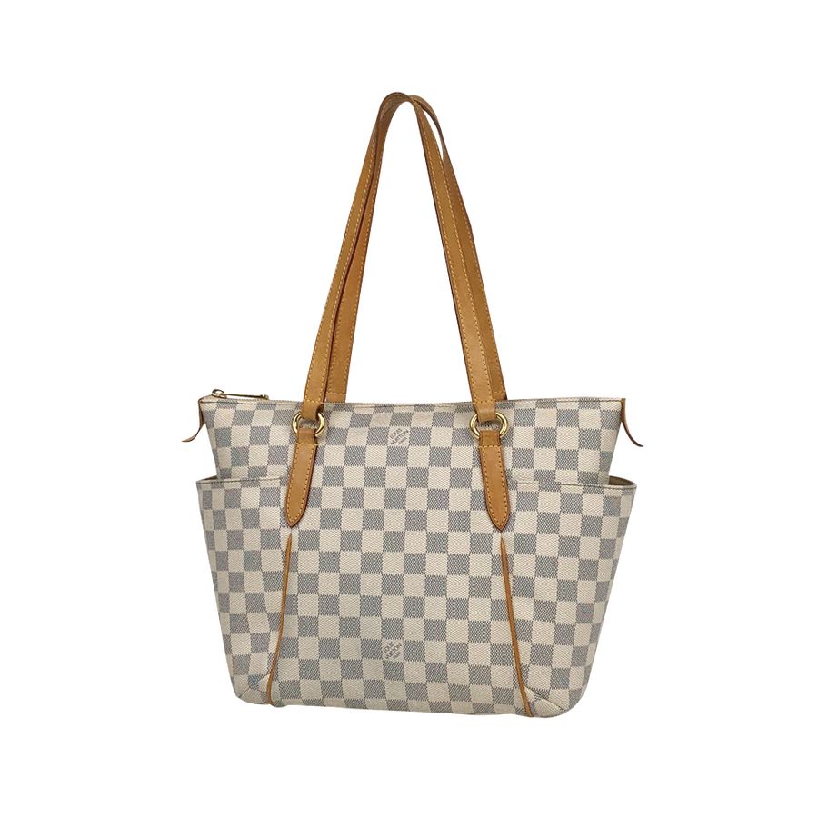 【古着】louis vuitton 路易威登 totally系列白棋盘格托特包(白棋盘