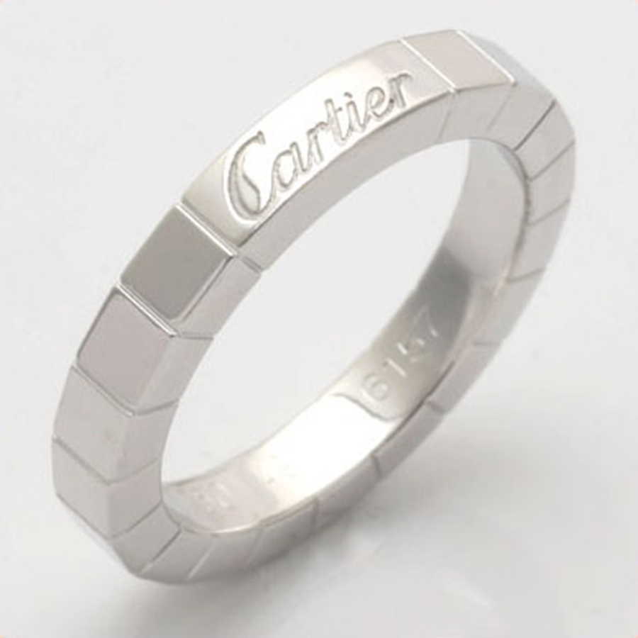 【古着】cartier 卡地亚 laniere ring logo刻字方块戒指(18k白金)