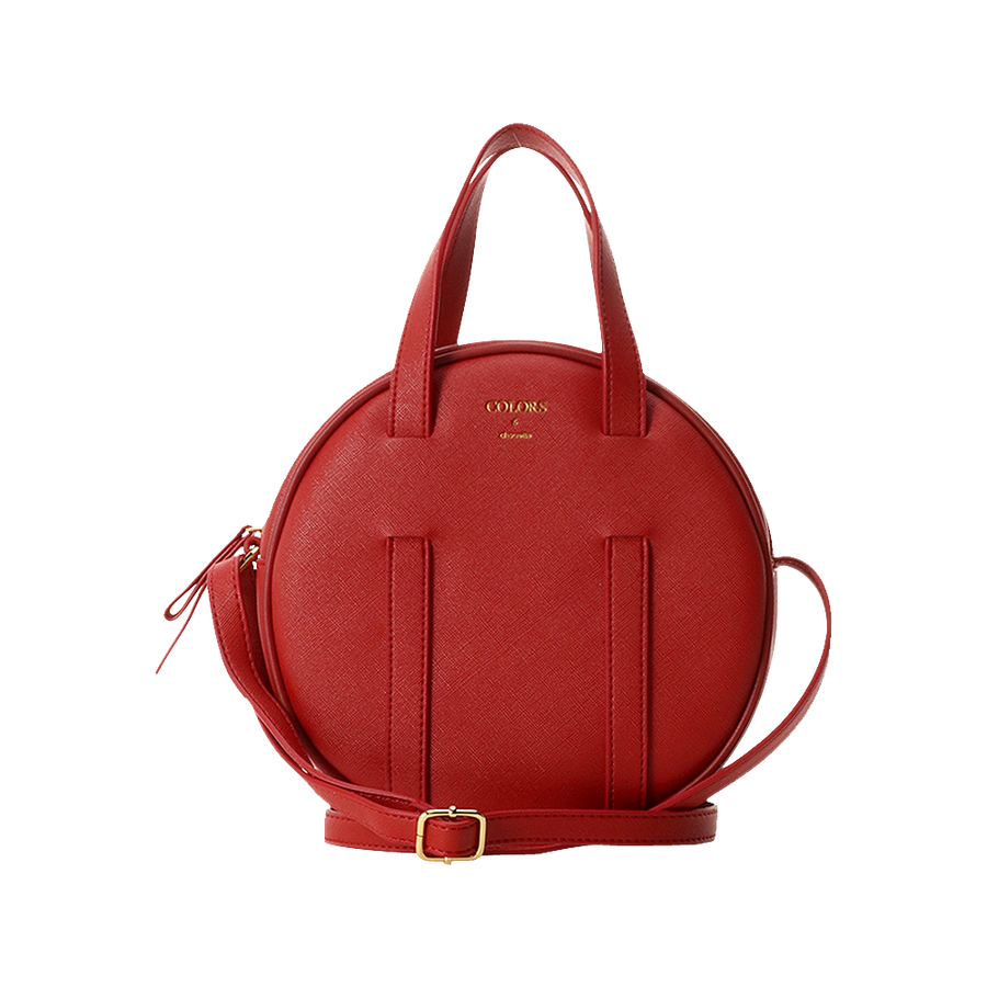 自营colors & chouette 圆形纯色单肩包 红色