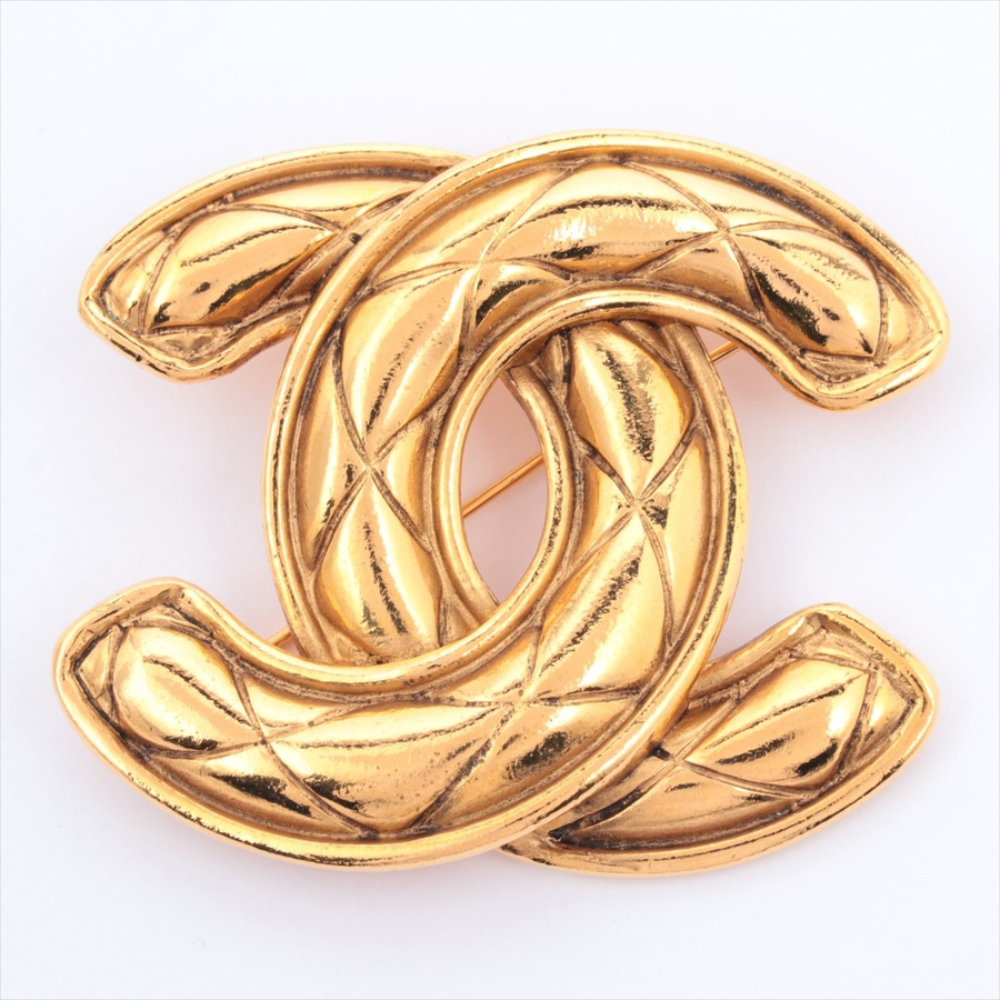 【古着】chanel 香奈儿 coco logo 镀金胸针 5×5.