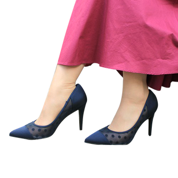 randa 透视波点高跟鞋 海军色 24cm