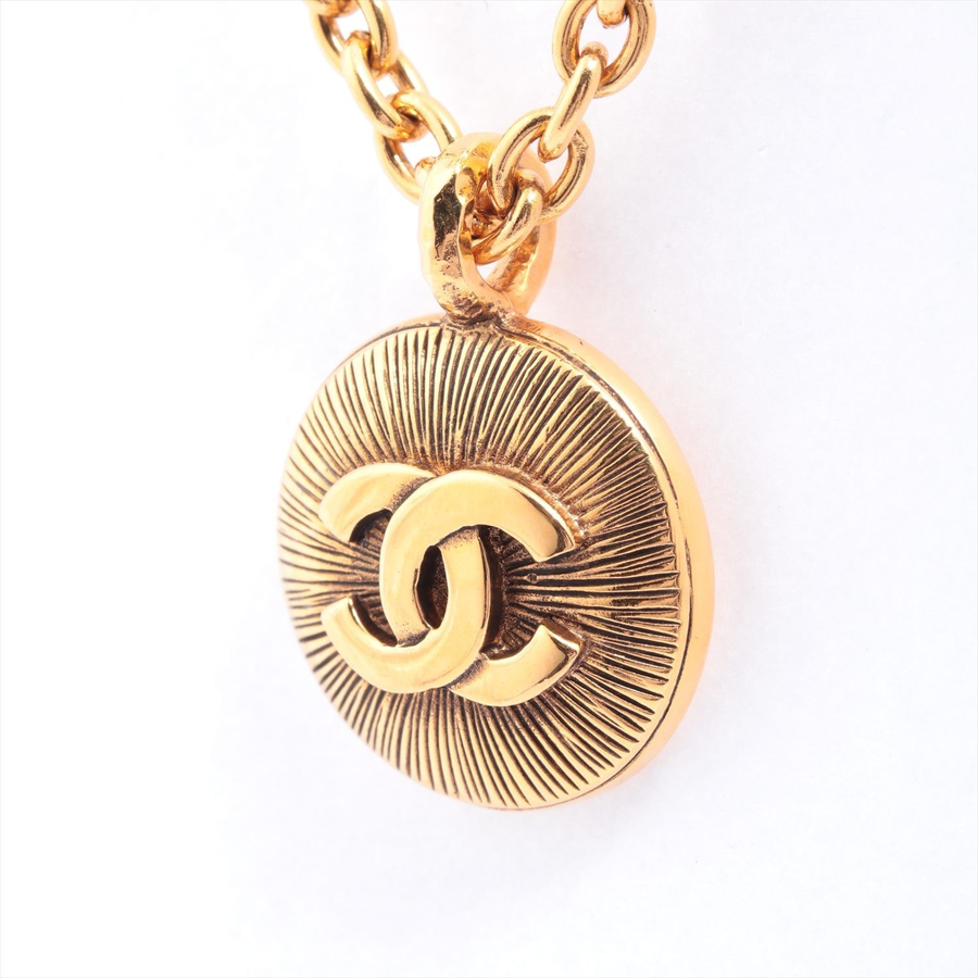 【古着】chanel 香奈儿 双c标志吊坠镀金项链(镀金) 金色(b)(二手)
