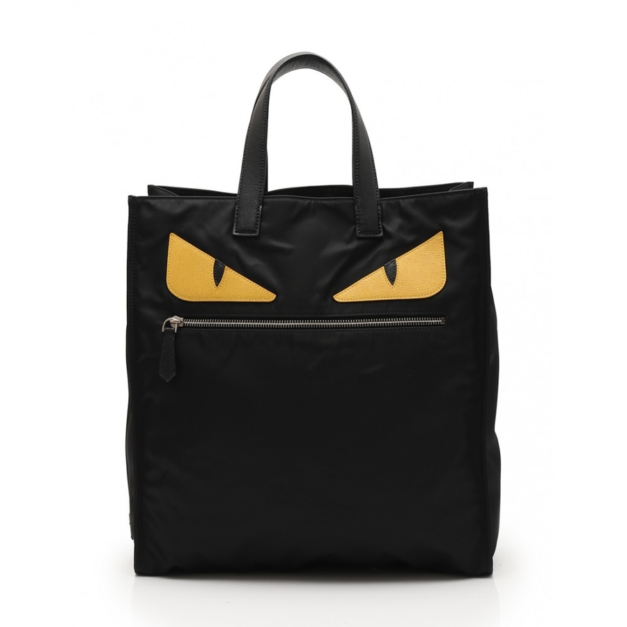【中古】fendi 芬迪 monster小怪兽系列手提包 ab 黑色×黄色(二手)
