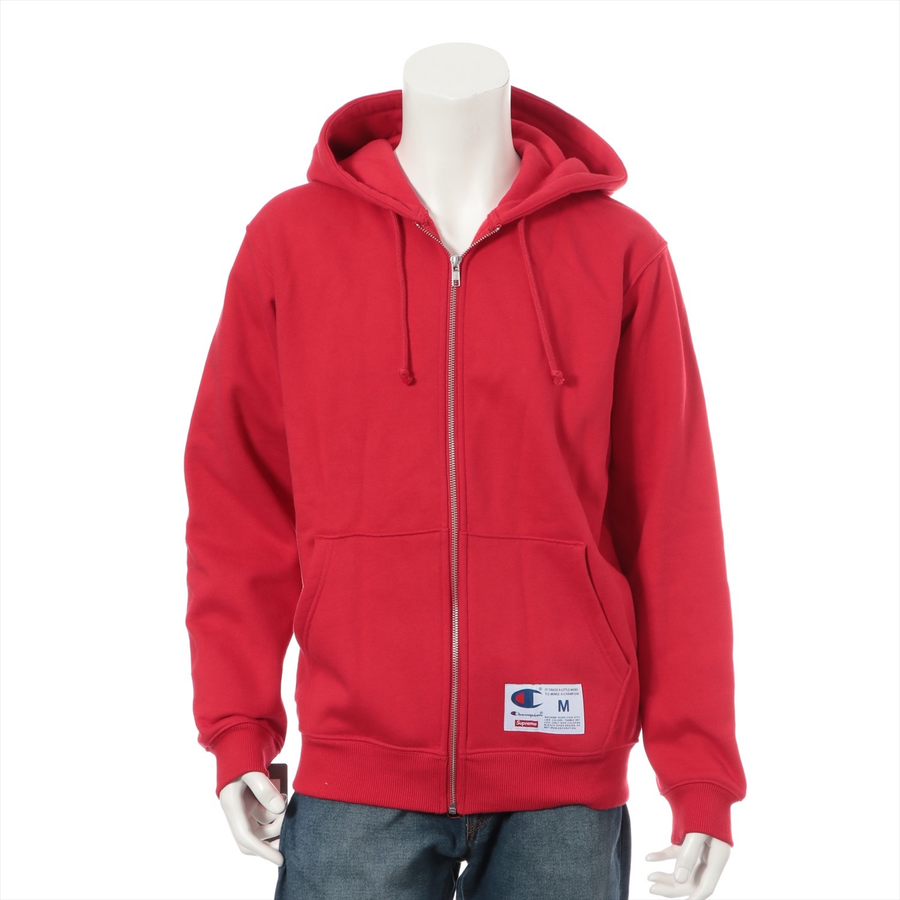 supreme champion冠军联名 字母logo男士拉链连帽外套(棉) 红色(a)